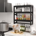 thumbnail image 3 of Bambloom Over The Toilet Storage Bathroom Shelves,Wall Mounted 3 Tier Space Saver Corner Shelf Organizer,Bamboo Towel Rack Toilet Paper Cabinet with Hanging Rod,Black, 3 of 7
