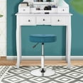 thumbnail image 5 of Adeco  Adjustable Velvet Round Ottoman Swivel Vanity Stool Makeup Chair Teal, 5 of 7