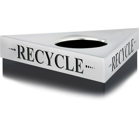 Safco Trifecta Stainless Steel Triangular Recycle Lid Silver 9560RE