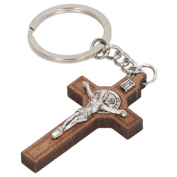 Jesus Cross Key Chain, Engraved Bible Verses Exquisite Crucifix Keyring Holy Cross Beautiful Christian Keychain for Religious Ceremonies