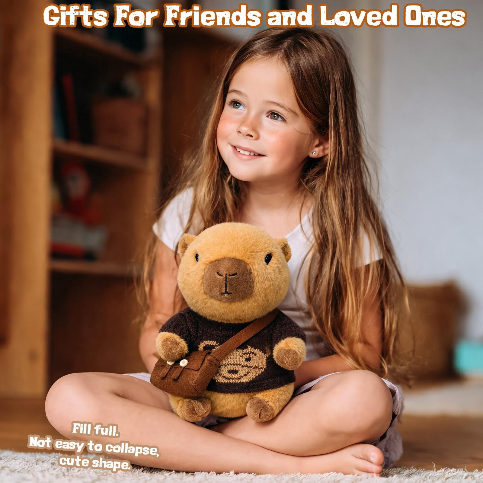 YSZZYSM 8-inch Capybara Plush Toy with 9 Clothes & Accessories, Super Soft Stuffed Animal Dress Up Set for Kids Ages 3-7
