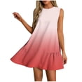 thumbnail image 2 of ClodeEU Women's Summer Pleated Round Neck Cute Swing Sleeveless Dress, Floral Print Tank Loose Sundress with Pocket Watermelon Red,Womens Plus L, 2 of 6
