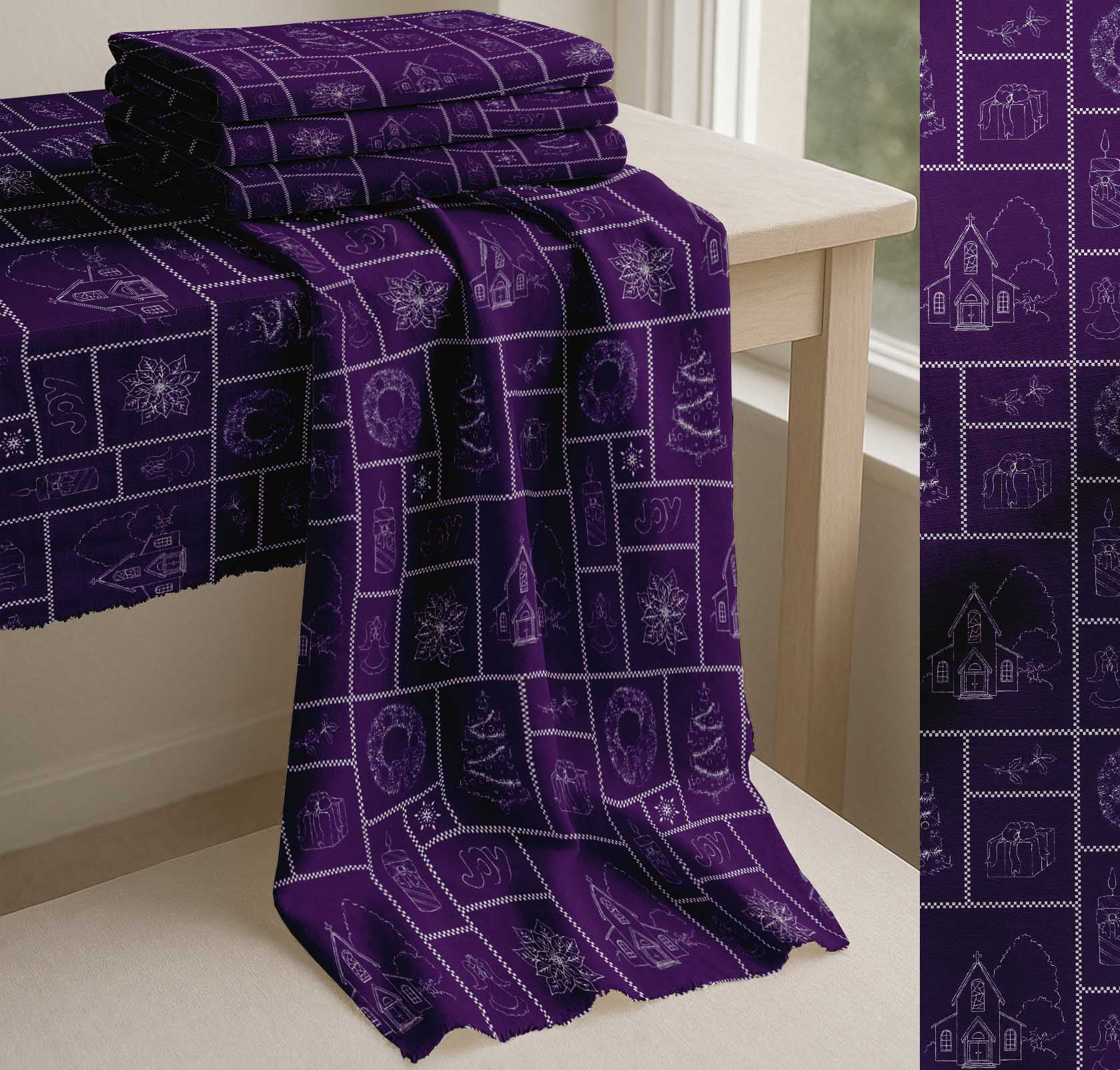 Soimoi Purple Cotton Poplin Fabric Christmas Theme Party Printed Craft Fabric by the Yard 42 Inch Wide