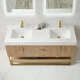 thumbnail image 6 of Vinnova Alistair 60" White Grain Stone Top Double Vanity with Mirror in Oak, 6 of 17