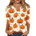 thumbnail image 3 of Halloween Cute Shirts for Women Funny Ghost Pumpkin Spider Graphic Tee Halloween Witch Novelty Graphic Tees, 3 of 6