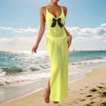 thumbnail image 2 of Levmjia Women's Halter Neck Cover Up Dress Bow Tie Front Slit Beach Dress Sexy Hollow Out Swimwear Coverup for Summer Vacation, 2 of 5