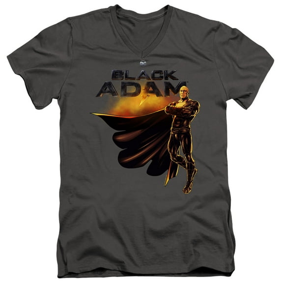 Black Adam, Logo With Character Unisex Adult V-Neck T Shirt
