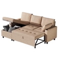 thumbnail image 2 of AECOJOY Teddy Velvet L Shaped Sofa, L Shape Couch, Pull Out Bed with USB and Cup Holder, Storage Sofa Cama, Queen Sofa Bed, Sleeper Sofa Couch for Living Room, Sofa Bed Couch in Beige, 2 of 8