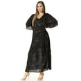 thumbnail image 3 of Sakkas Catia Women's Boho Casual Long Maxi Caftan Dress Kaftan Cover-up LougeWear - 24-Black - One Size, 3 of 5
