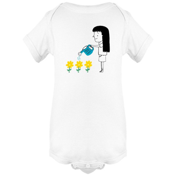 Girl Watering Flowers Doodle Bodysuit Infant -Image by Shutterstock,  6 Months
