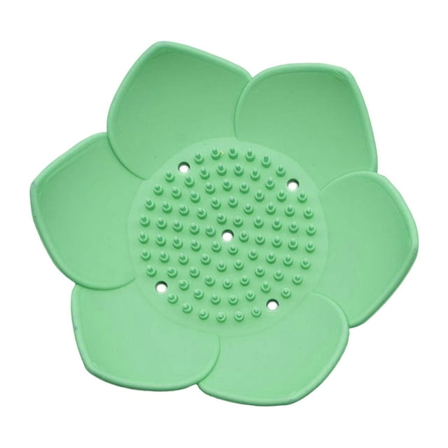 Jabonera portátil, jabonera con bandeja de secado y drenaje para baño Verde