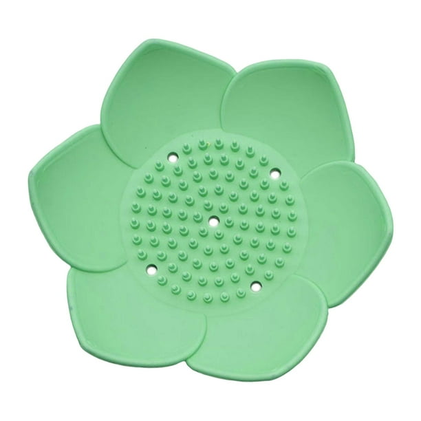 Jabonera portátil, jabonera con bandeja de secado y drenaje para baño Verde
