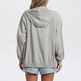thumbnail image 3 of Lmueinov Women Plus Size Windbreaker Jacket Zip Up Hooded Hiking Coat with Zippered Pocket and Elastic Hem Casual Activewear for Travel S-3XL, 3 of 8