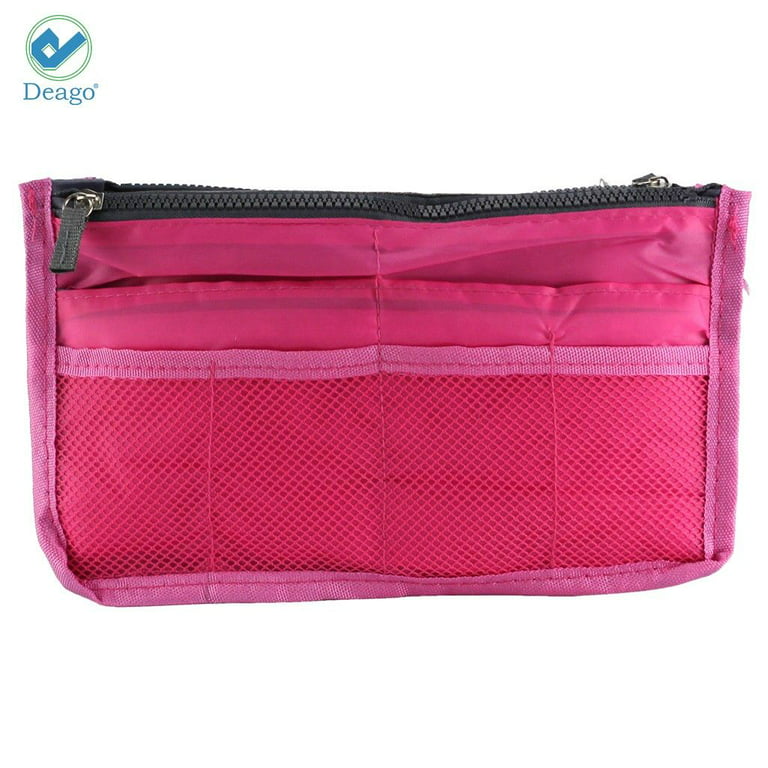 Women Insert Handbag Bag in Bag Purse Liner Organizer Bag Travel Rose Red in Black | Large