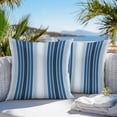 thumbnail image 3 of Navy Blue Stripe Throw Pillow Covers 18x18 Inch Set of 2, Modern Blue Ombre Vertical Striped Waterproof Outdoor Pillow Covers, Decorative Cushion Pillowcases for Couch, Sofa, Bed, Garden, Patio, 3 of 9