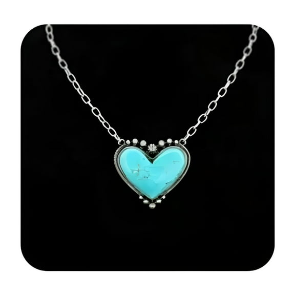 DESIGNICE Vintage Style Turquoise Moonstone Necklace Pendant Boho Western Women Jewelry