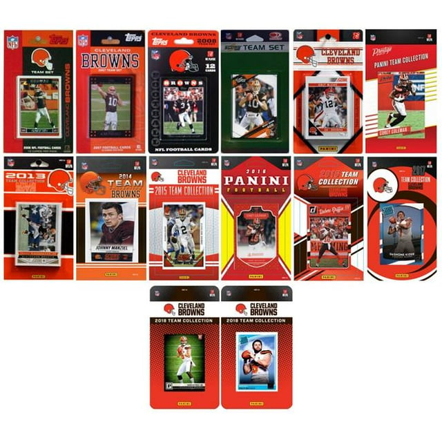 C&I Collectables BROWNS1418TS NFL Cleveland Browns 14 Ensembles d'Équipe de Cartes à Échanger sous Licence Différents