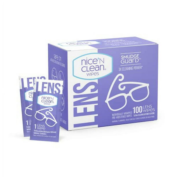 Nice n clean Smudgeguard Lens cleaning Wipes (100 Total Wipes) Pre
