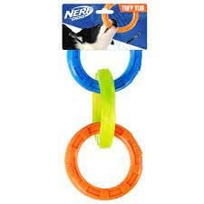 Nerf Dog 10.5in TPR 3 Ring Tug - Blue/Green/Orange