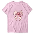 thumbnail image 4 of EchfiProm Womens T shirts Graphic Tee Valentine Valentine Day Summer Pink Bow Print Shirts for Lover Short Sleeve, 4 of 5