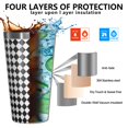 thumbnail image 3 of 16oz Tumblers Black White Diamond Checkered Pattern Stainless Steel Vacuum Insulated Double Wall Travel Tumbler Cups Mug with Lid and Straw,Cleaning Brush for Coffee,Tea, 3 of 4