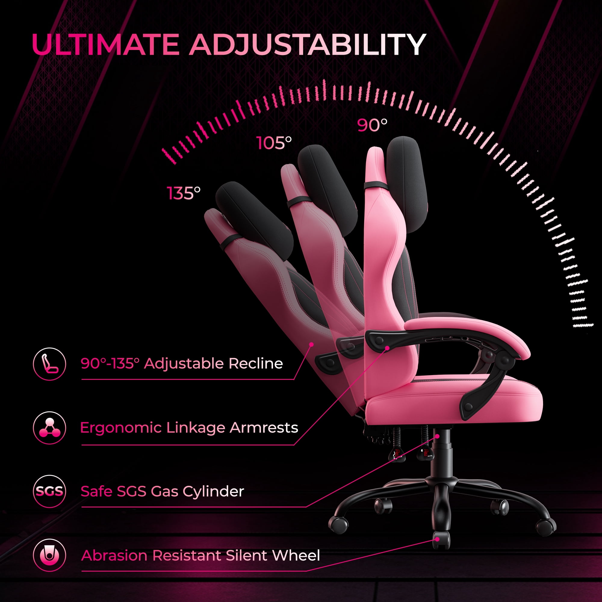 Seenda Gaming Chair, Fabric Comfy Video Gaming Chair, High Back Computer Chair, Adjustable Swivel Office Desk Chair with Headrest and Lumbar Support