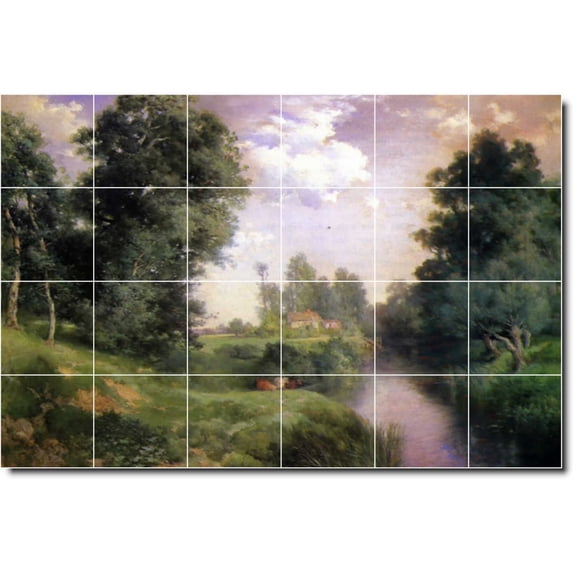 Ceramic Tile Mural-Thomas Moran Landscapes Painting 514. 72" w x 48" h using (24) 12 x 12 ceramic tiles