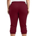 thumbnail image 7 of Tdoqot Womens Plus Size Capris with Pockets- Elastic Waist Casual Slim Leg High Rise Summer Pants Wine Size XL, 7 of 7