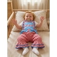 thumbnail image 6 of BemeyourBBs Toddler Baby Girls 4th of July Outfit Romper Overalls Patriotic Independent Day Summer Clothes Plaid Flag Embroidery Sleeveless Jumpsuits Overalls Bell Bottom, 6 of 9