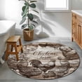 thumbnail image 3 of Brown Vintage Rooster Round Area Rug 3Ft Washable Small Circle Rugs for Kitchen Entryway, Farmhouse Wooden Chickens Farm Non-Slip Carpet Floor Mats Indoor Outdoor Carpet Runner Aesthetic Home Decor, 3 of 8