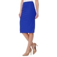 thumbnail image 2 of Women's Casual Elastic Band High Waist Stretch Office Work Solid Midi Skirt Royal Blue XL, 2 of 6