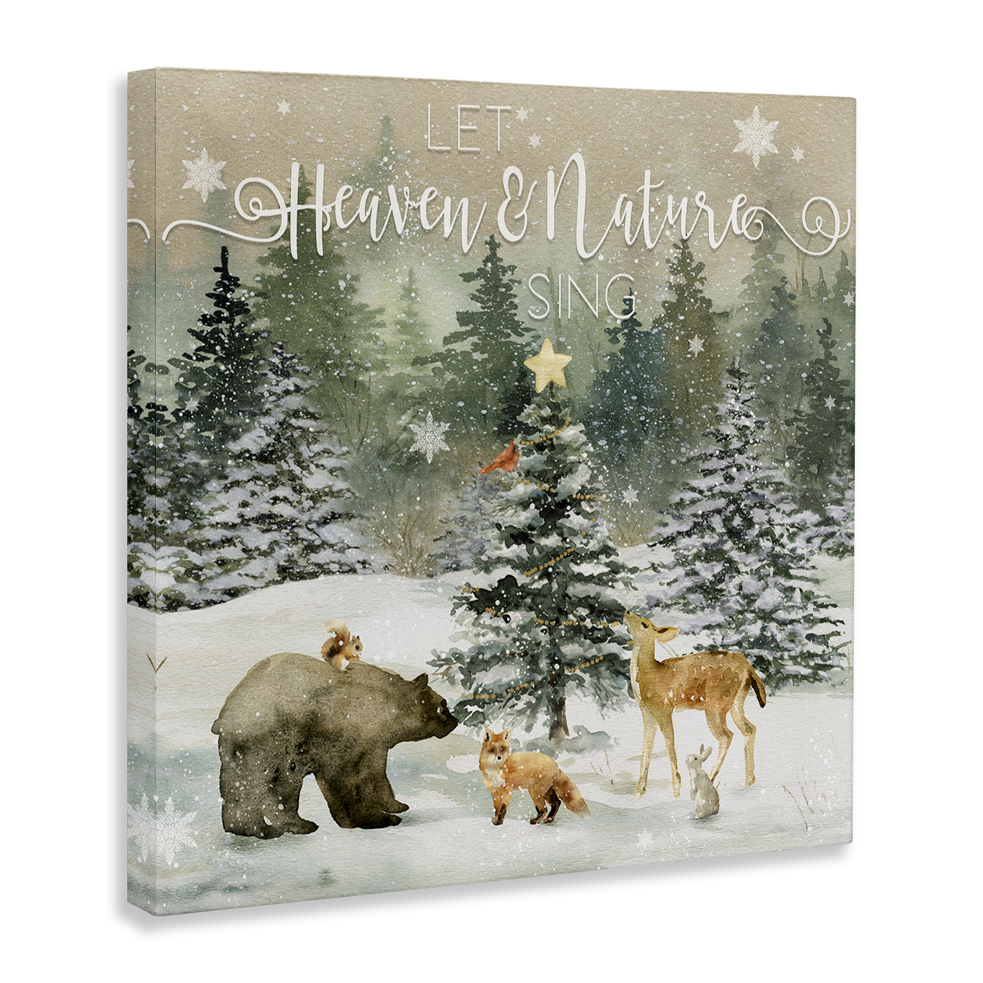 Stupell Industries Inspiring Woodland Animals Landscape Painting Gallery Wrapped Canvas Art Prints Wall Art, 17 x 17
