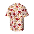 thumbnail image 6 of Lsque fall laef Maple print Men's Cuban Collar Short Sleeve Shirt Summer Beachwear Casual Button Down Fashionable Vacation Leisure Shirt-XX-Large, 6 of 7