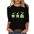 thumbnail image 2 of Mceream T-Shirt à Manches 3/4 pour la Saint-Patrick, Hauts pour Femmes, Printemps, Col Rond, T-Shirts Décontractés, Blouses à Imprimé Floral, T-Shirts Graphiques, Tenues d'Été, Hauts Boho, Grande Taille, Chemises à Imprimé Trèfle, Noir, TG, 2 of 5