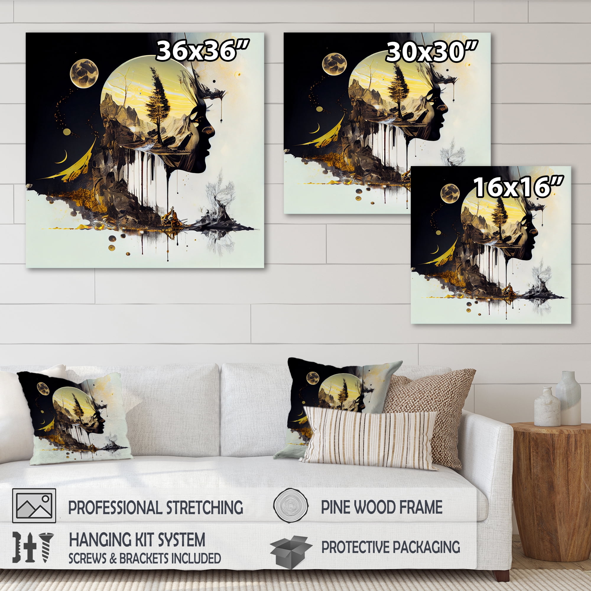 Designart Double Explosure Of Man Dream I Canvas Wall Art
