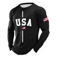 thumbnail image 3 of Letdown 1 Pack Men's Long Sleeve T Shirts U_S_A Letter Print Crew Neck Baseball Tops Raglan Athletic Casual Tees Casual Wear (02-Black, XXXL), 3 of 5