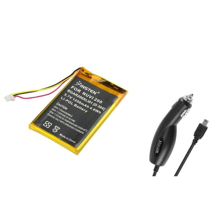 Insten 1250mAh li-ion Battery Pack + Car Charger For Garmin Nuvi 200 200W 205 205T 250 260 270 710 750 760 770 780