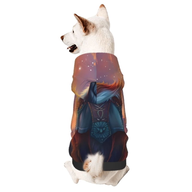 Balery Starry Sky Meditating Fox Sudadera con Capucha para Perros Pequeños – Ropa para Mascotas, Disfraz para Perros y Gatos, Ideal para Fiestas y Cosplay-Large