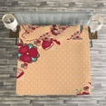 thumbnail image 3 of Ambesonne Floral Quilted Bedspread Set 3 Pcs, Nostalgic Polka Dots, Queen Size, Teal Ruby Salmon, 3 of 3