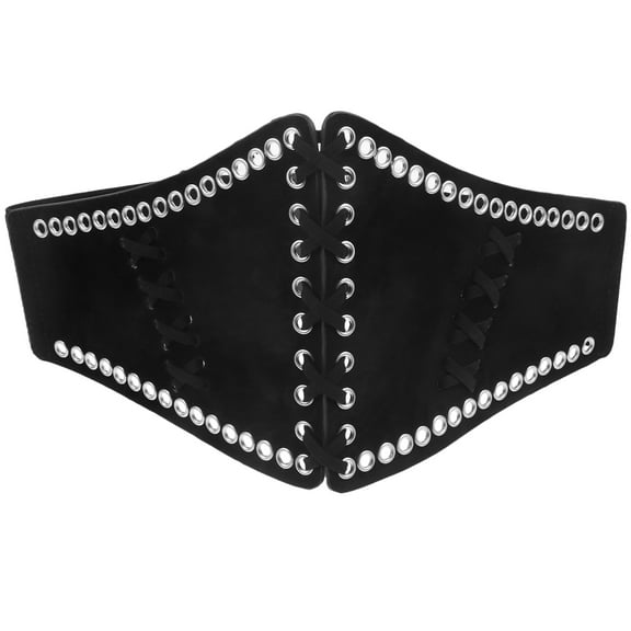 Diekin Belt Women Punk Waist Belt Skirt Belt Grommet Decorative Waistband Wide Waistband