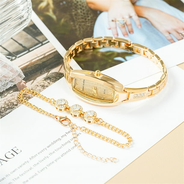 Gold Watches for Women Fashion Ladies Watch with Bracelet Luxury Diamond Quartz Female Wristwatch