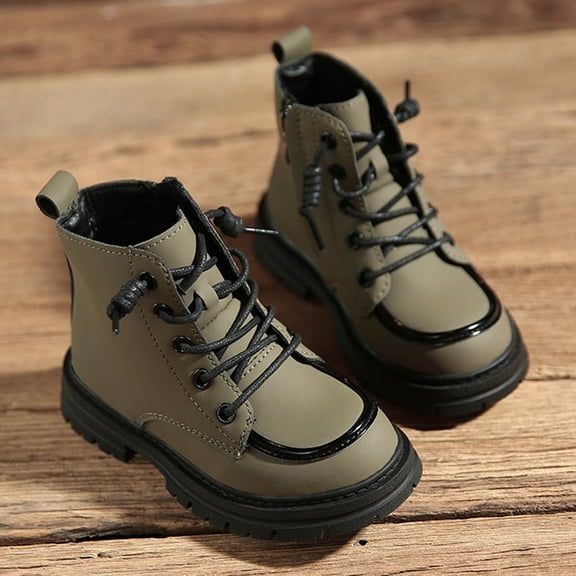 LvhaoGJOB Ankle Boots for Kids Lace-Up Design Side Zipper ankle boots short boots All Season Footwear