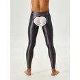 thumbnail image 3 of Jhaoyu Men's Hollowing Out Silky Compression Tights Pants Base Layer Breathable Training Leggings Grey XL, 3 of 3