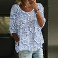 thumbnail image 2 of WTOBBY Women's Floral Print V-Neck Bohemian Top with 3/4 Sleeve, Casual Loose Fit Blouse for Fall Season, Comfortable Fashion Apparel and Daily Wear,Light Blue 2XL, 2 of 4