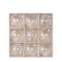 Christmas Ball Ornaments 9 Pcs - 3 inch Large Shatterproof Christmas Balls, Transparent PET Decorations Indoor, Exquisite Patterns Holiday Party Hanging Ornaments for Xmas Tree, Wreath, Vines, White