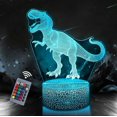 thumbnail image 1 of Lámpara de luz nocturna de dinosaurio 3D, juguetes, lámparas de dinosaurio para habitación de niños, luz LED de 7 colores para la noche en casa., 1 of 5