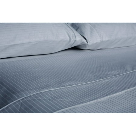 - 600 Thread Count Egyptian Cotton Tuxedo-Striped Sheet Set Queen Slate