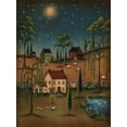 thumbnail image 2 of Lewis, Kim 25x32 Black Ornate Wood Framed with Double Matting Museum Art Print Titled - Village Full Moon, 2 of 4