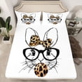 thumbnail image 2 of Homewish Boys Girls Kawaii Rabbit 4 Pieces Queen Sheet Sets,Wildlife Leopard Print Ultra Soft Flat Sheet,Cartoon Animal Queen Fitted Sheet,Breathable Home Decor, 2 of 7