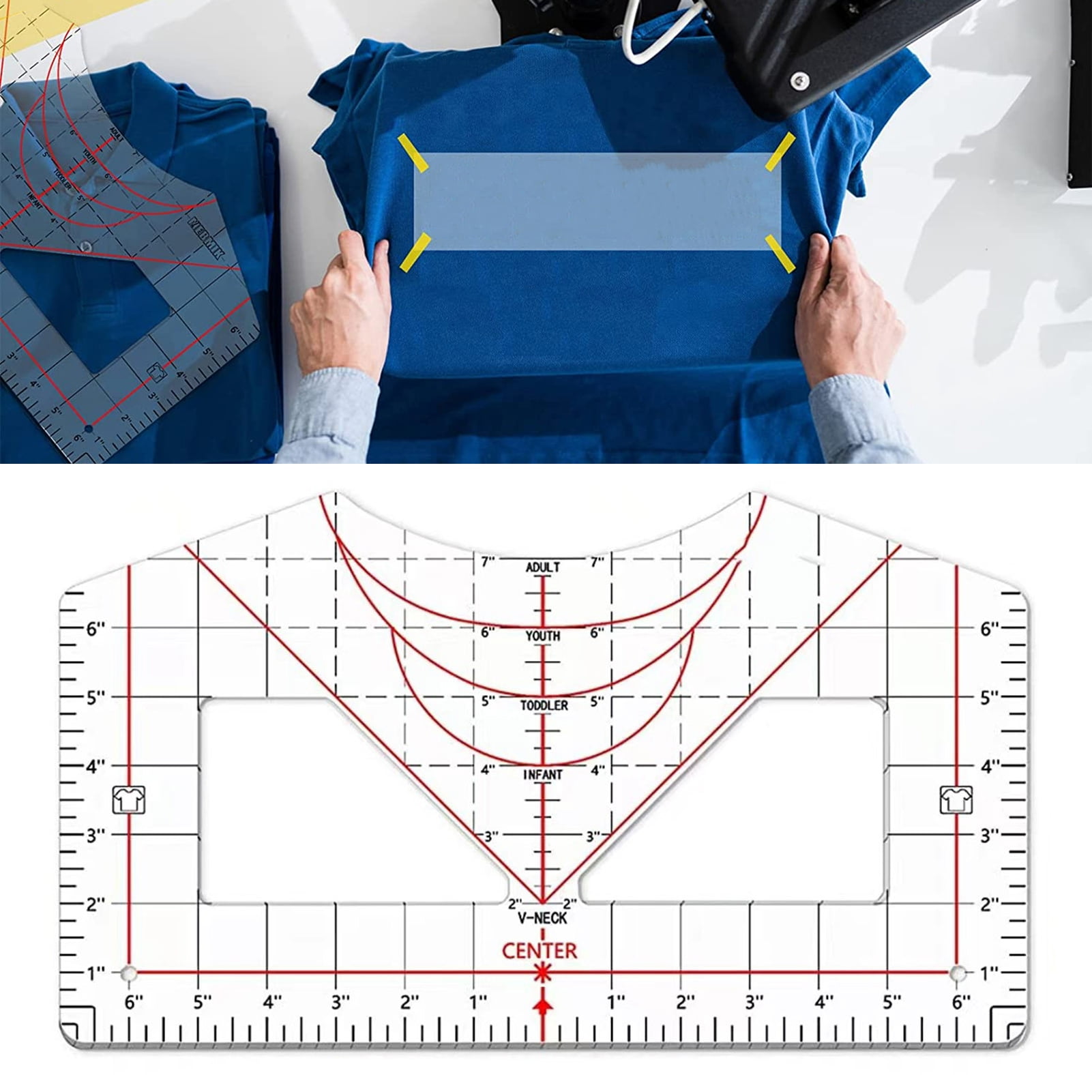 UDIYO Tshirt-Ruler Guide for Vinyl Alignment, Tshirt-Ruler for Heat